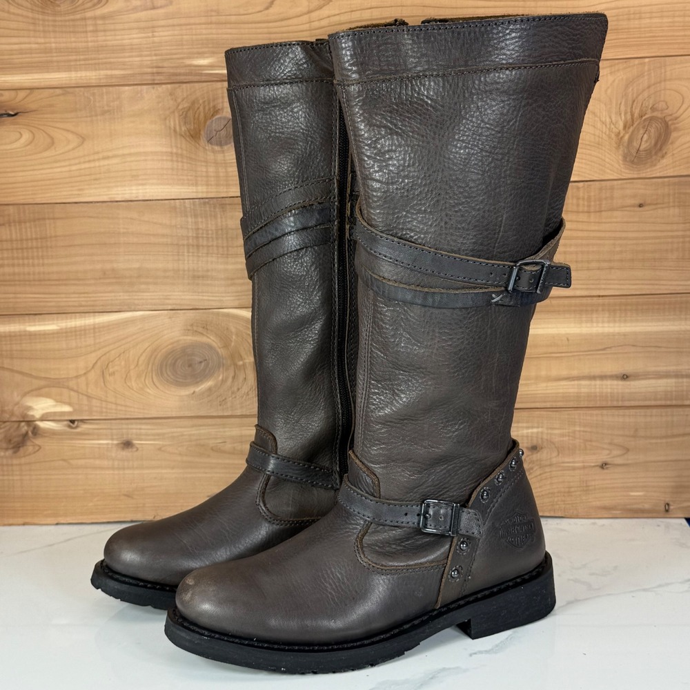 Harley Davidson Womens 7 M Cyndie 14-Inch Gray Slate D83660 Motorcycle Boots